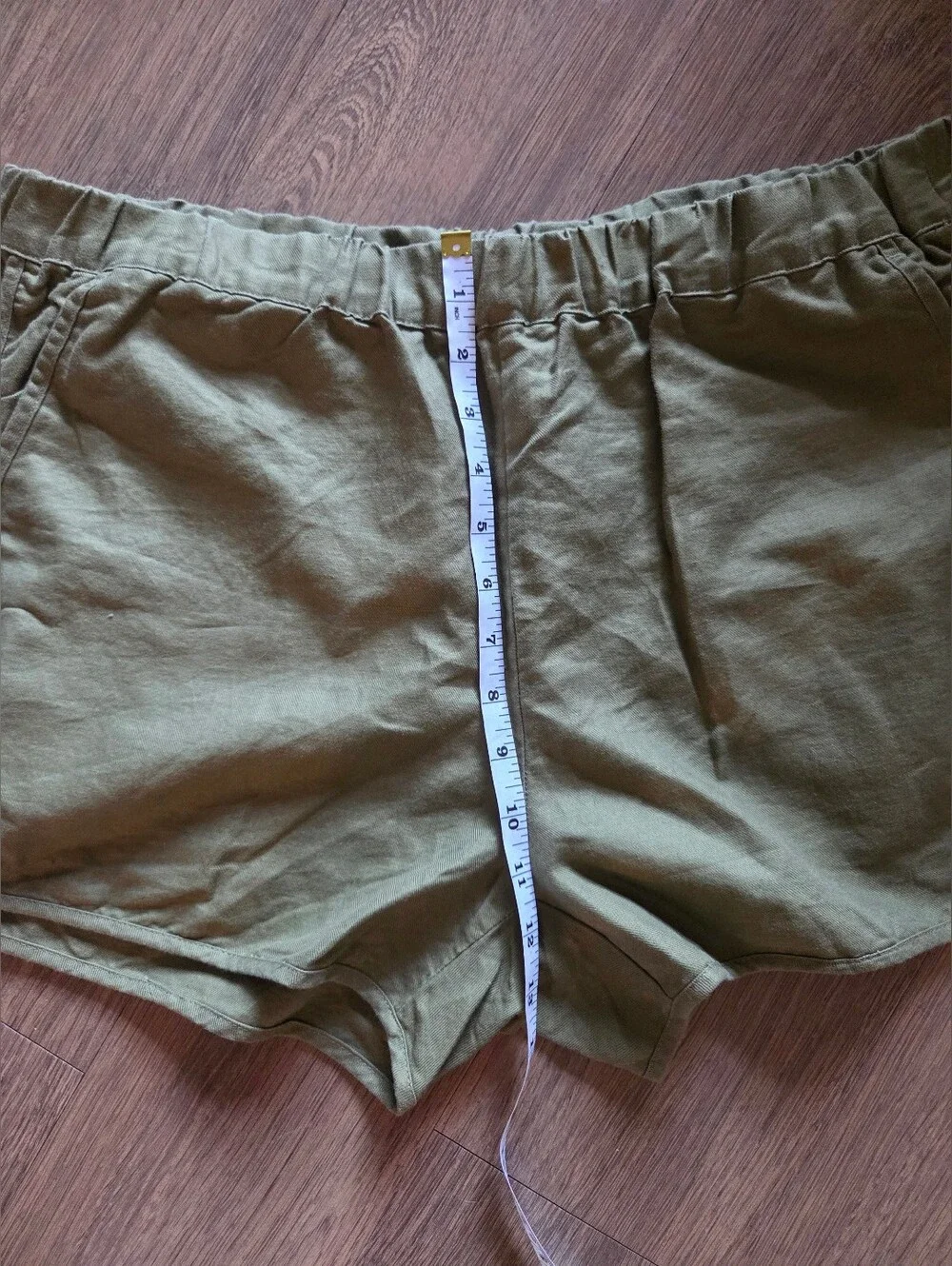 Quince Linen Blend Olive/Army Green Athletic Pull-On Shorts Size L